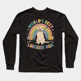 World's Best Labrador Mom Colorful Rainbow Floral Long Sleeve T-Shirt